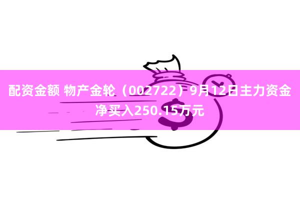 配资金额 物产金轮（002722）9月12日主力资金净买入250.15万元